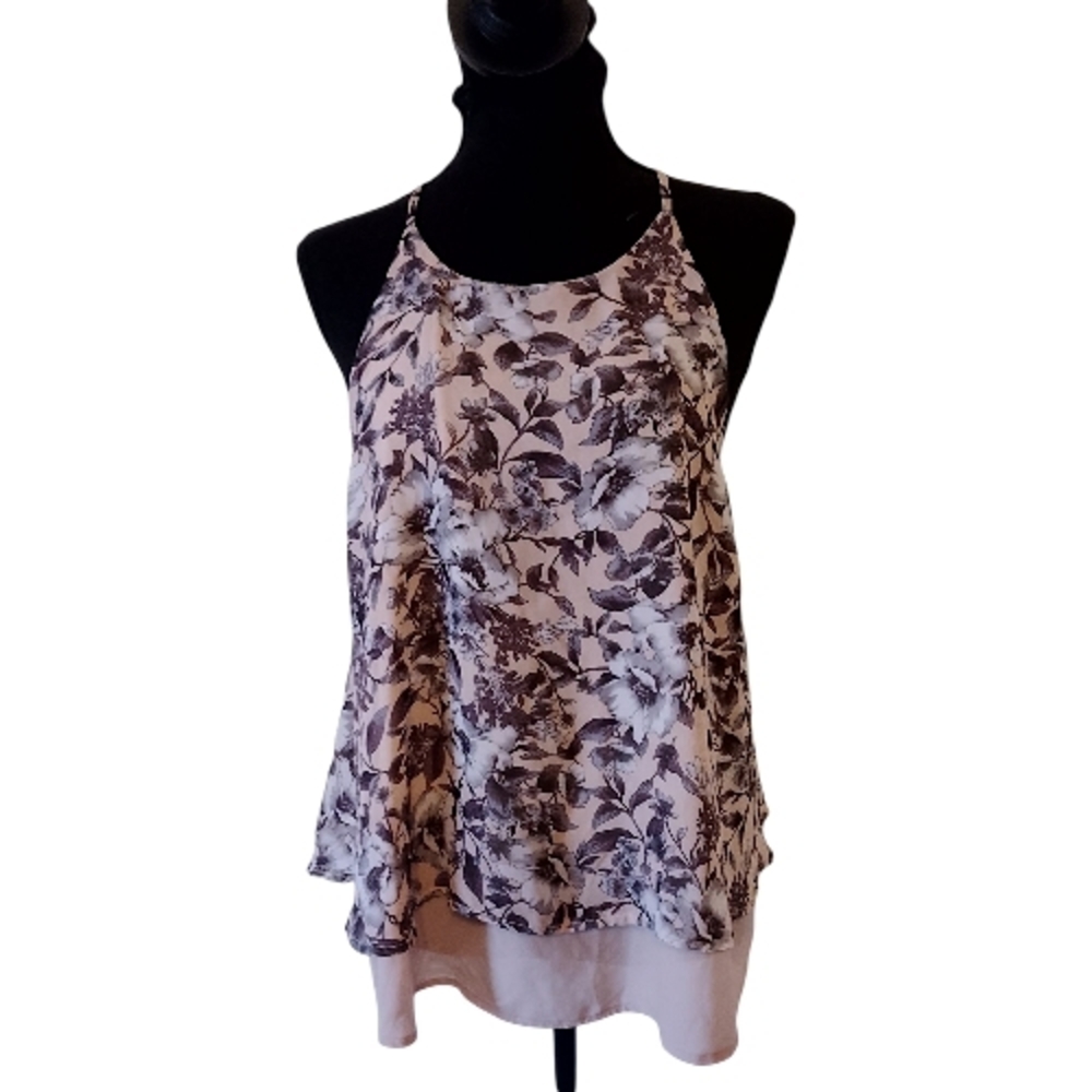 Sans Souci Gray and Pink Floral Blouse